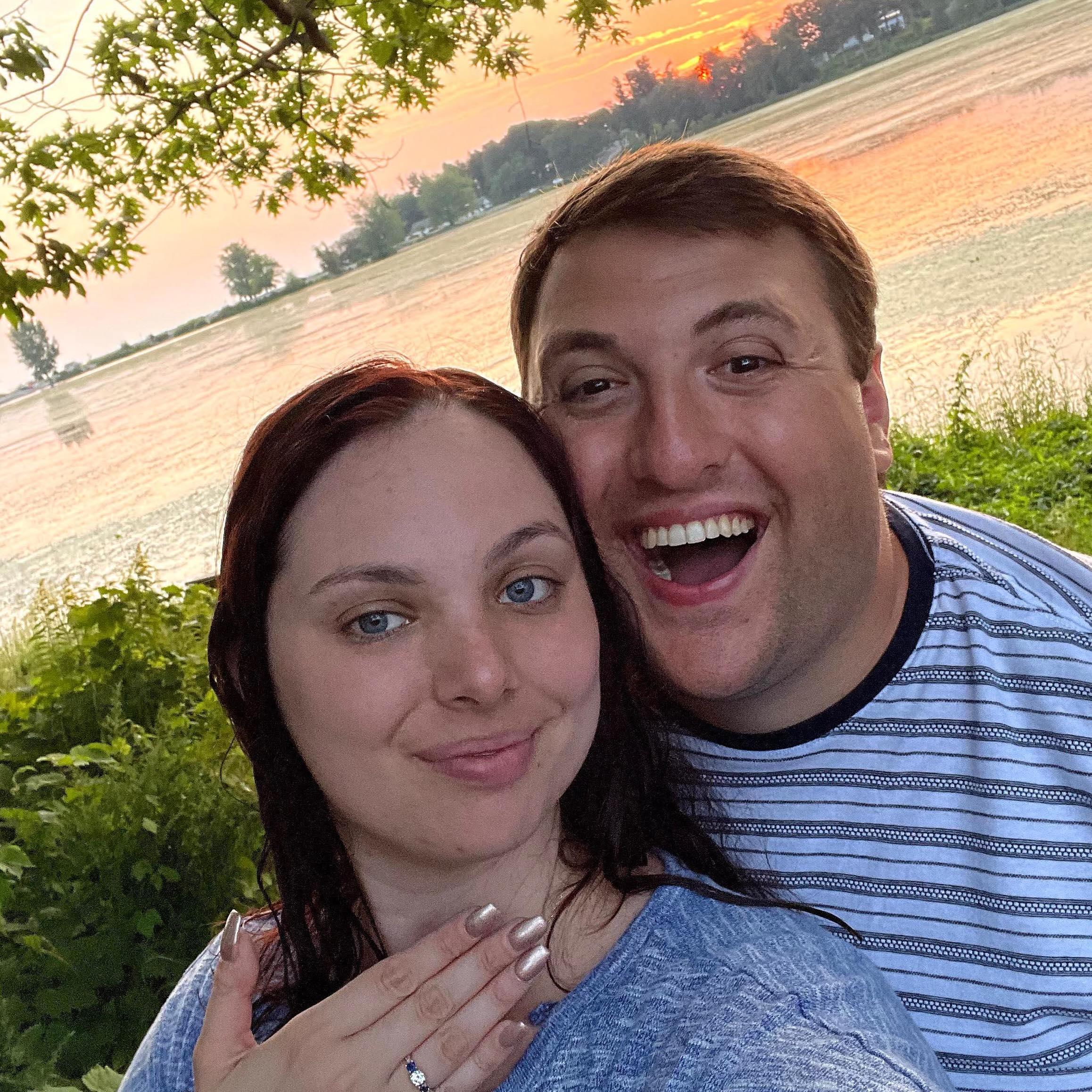 The day after Alexis said "yes." We actually had a sunset so we rushed to the water to take a picture.