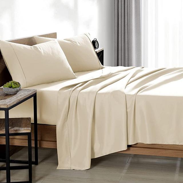 Bare Home Queen Sheet Set - 1800 Ultra-Soft Microfiber Queen Bed Sheets - Double Brushed - Queen Sheets Set - Deep Pocket - Bedding Sheets & Pillowcases (Queen, Sand)