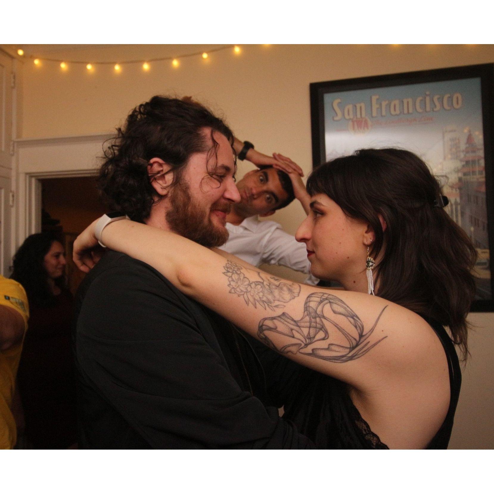 BFF Sam Rao photobombing a romantic moment NYE 2025