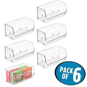 MetroDecor - mDesign Stacking Organizer Bins for Kitchen Storage to Hold Pantry Items, Boxed Food, Accessories - Pack of 6, Small, Clear