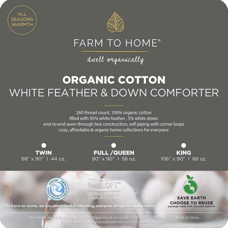 FARM TO HOME Farm to Home 100% Organic Cotton Softy-Around Feather