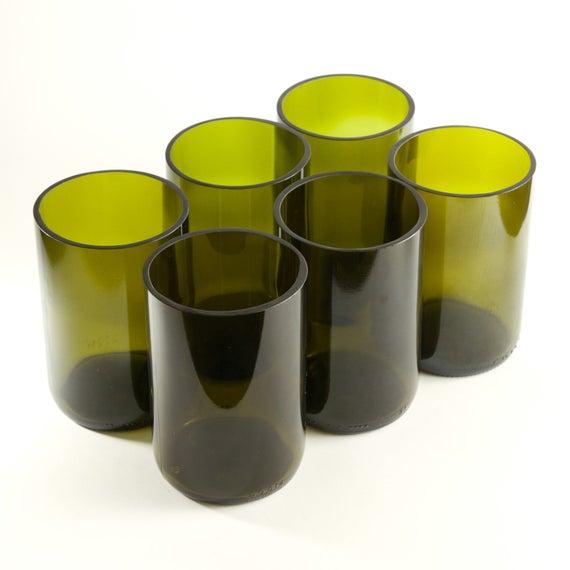 12 oz Glasses from Wine bottles | Upcycled Tumblers | Eco Drinking Cups | 350ML Restaurant Water Glasses