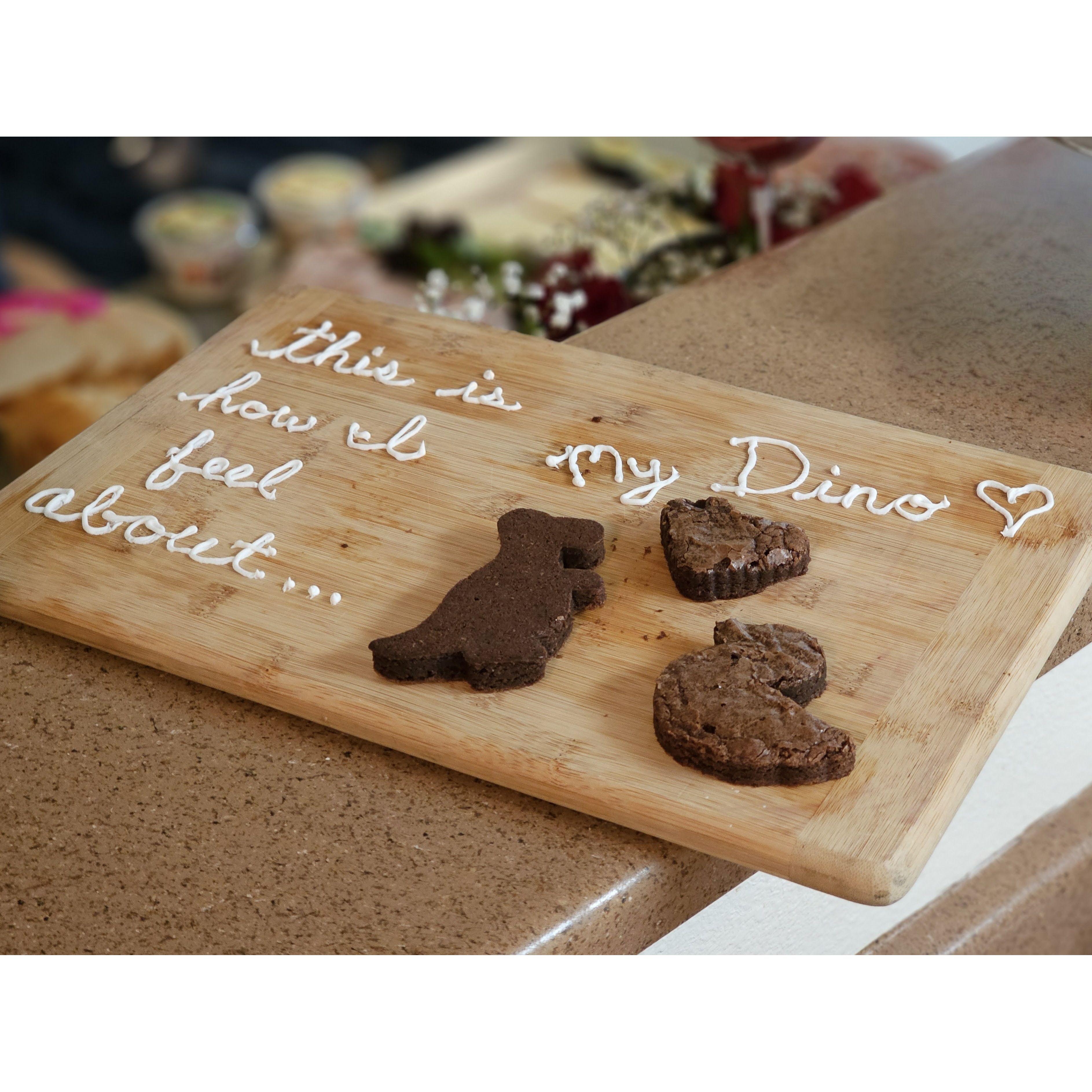 Our first valentines day. Sierra hosted a party at her house, and surprised Stephen (her Dino) with some treats.