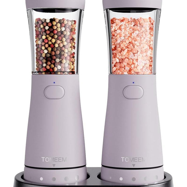 Electric Salt and Pepper Grinder Set with Storage Base, Stainless Steel Rechargeable Salt and Pepper Grinder Set with 4.5 oz Large Capacity, 1.8" Wide Mouth, Adjustable Coarseness, Ideal for Kitchen