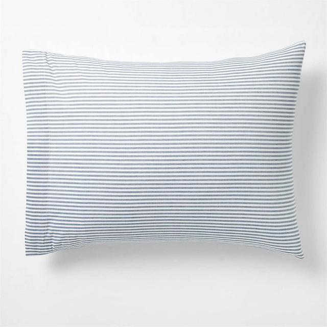 Oxford Shirting Light Indigo Blue Organic Cotton Reversible Standard Bed Pillow Sham