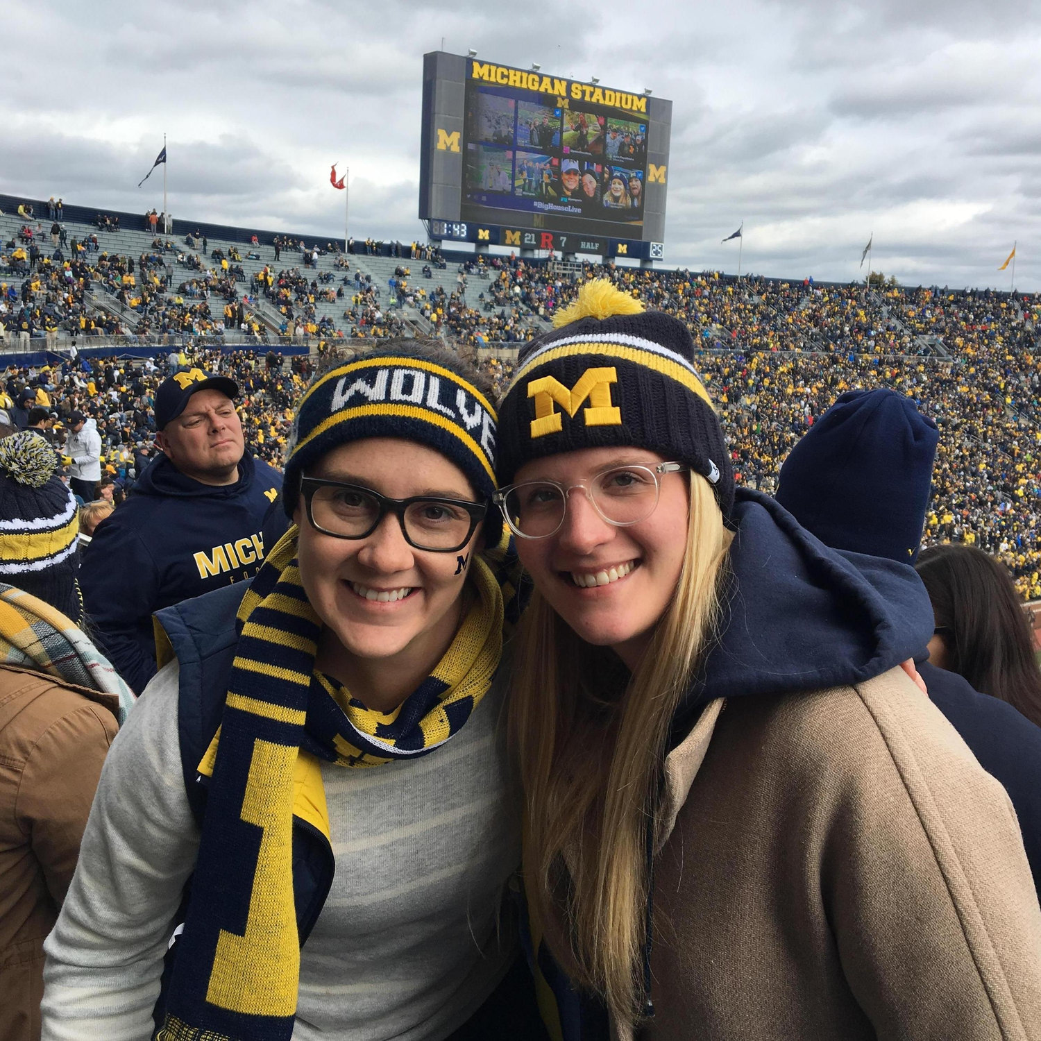 Corinne starting a life long tradition she didn't know she signed up for #GoBlue