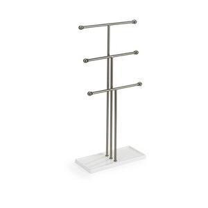 Umbra Trigem Hanging Jewelry Organizer – 3 Tier Extra Tall Tabletop Necklace Holder and Jewelry Display Stand Tree with Ring Tray to Organize Necklaces, Bracelets, Earrings, Rings and Watches, Nickel
