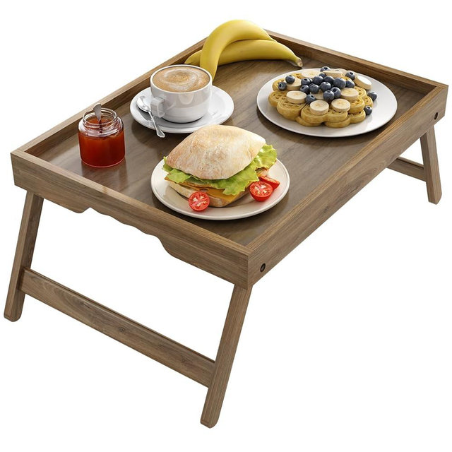 Artmeer Bed Tray Table, Breakfast Food Tray in Bed with Folding Legs for TV Table, Sofa, Bed, Eating, Snack Tray (Large Size)