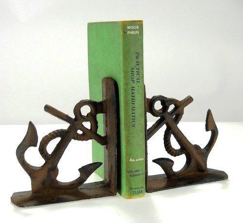 Heavy Cast Iron Anchor Bookends Nautical Decor Old Brown 5 1/2" Tall x 2" deep