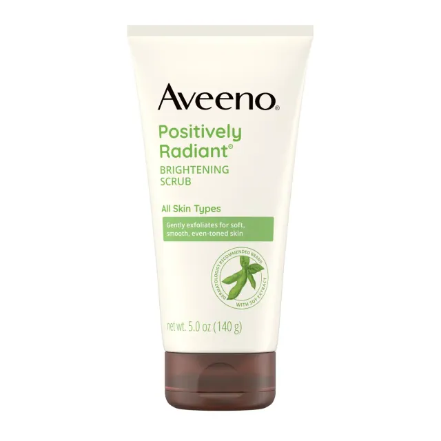 Aveeno Positively Radiant Brightening & Exfoliating Face Scrub - 5oz: Hypoallergenic, Noncomedogenic, Oil-Free