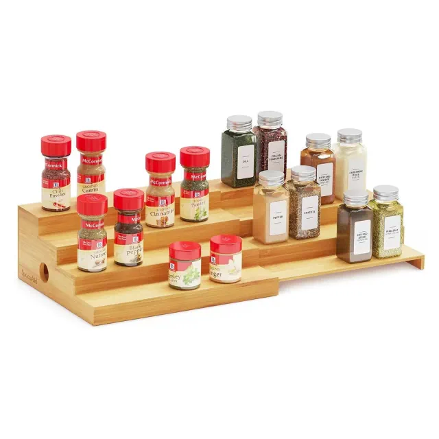 Bamboo Spice Rack Organizer for Cabinet-SpaceAid