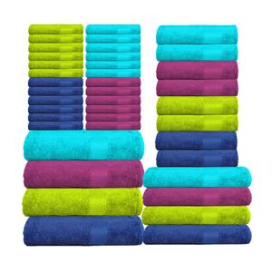 CASA COPENHAGEN Premium Towels, 40 Piece Towel Set (Teal. Purple, Green, Blue) - 8 Bath Towels(M,L), 8 Hand Towels and 24 Washcloths - Cotton - Hotel Quality - Super Soft - Highly Absorbent -