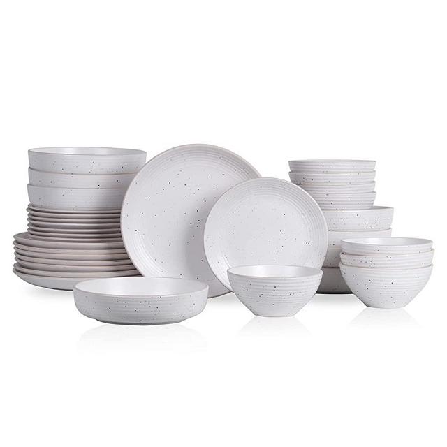 Stone lain Lauren Stoneware Dinnerware Set, 32-Piece Service for 8, Off White