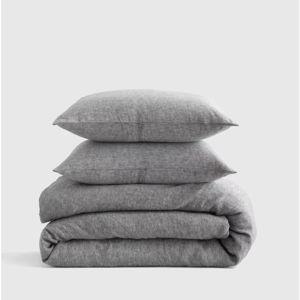 European Linen Duvet Cover Set in Charcoal Chambray (Full/Queen)