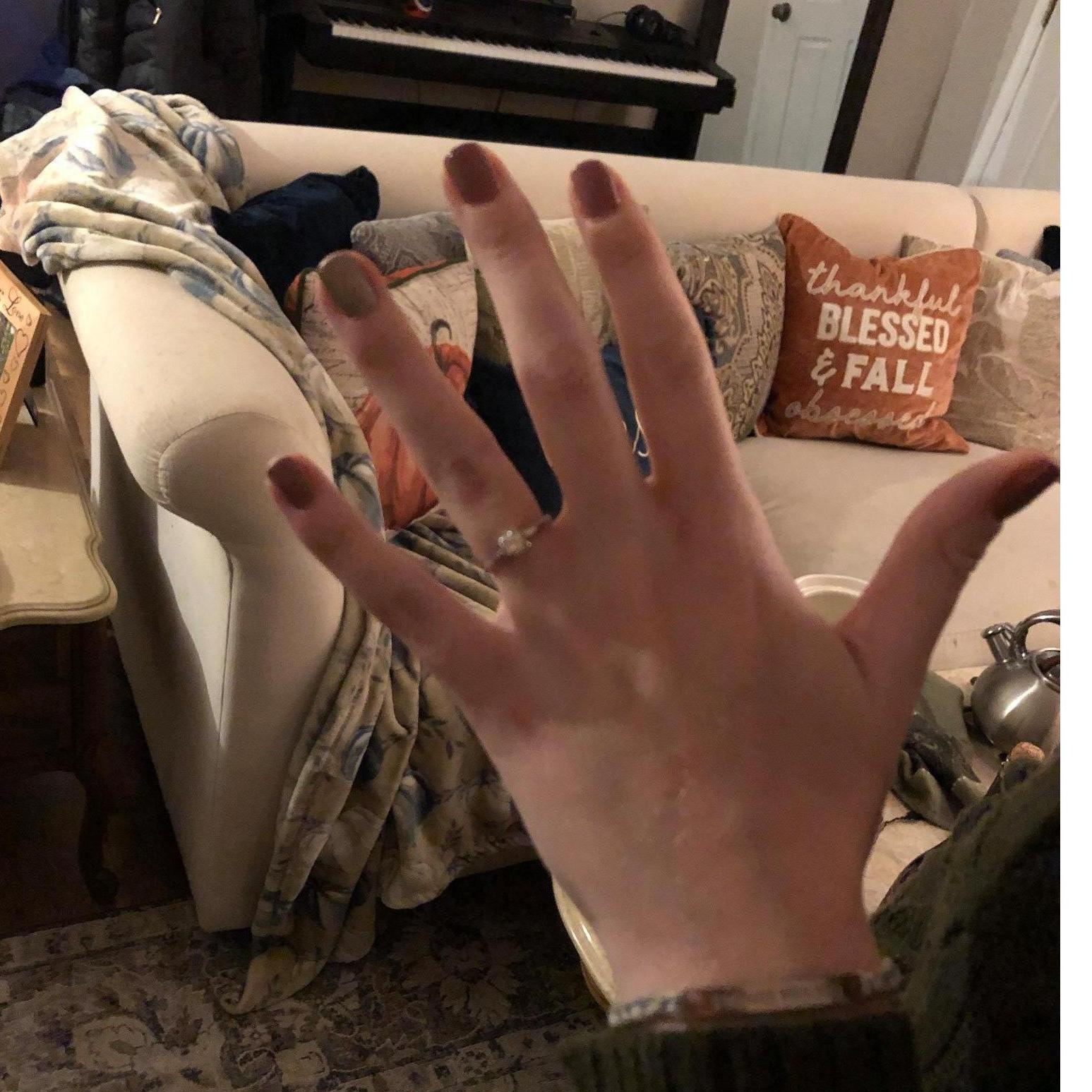 First time wearing my engagement ring. Zach's mother gifted us her great-grandmother's wedding set.