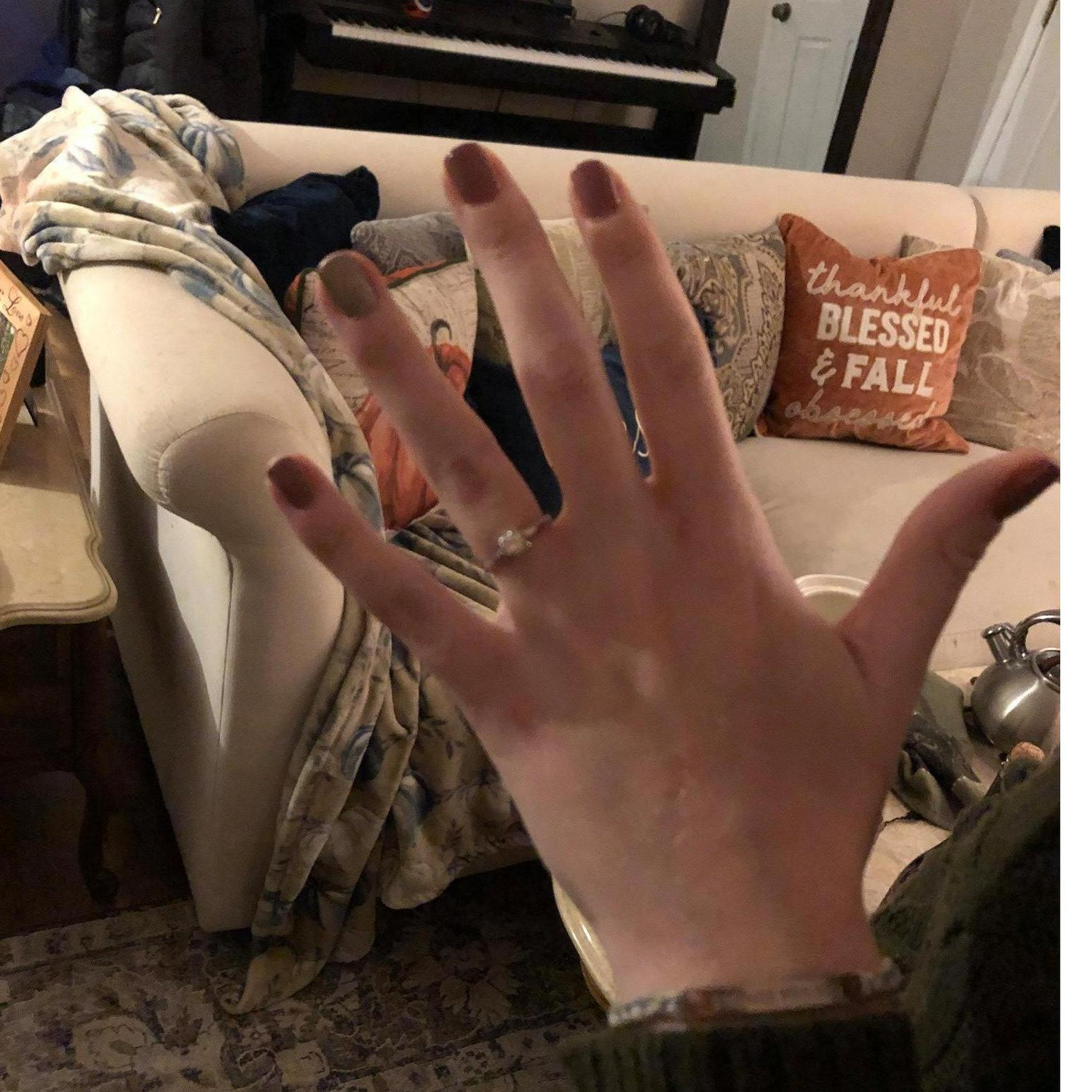 First time wearing my engagement ring. Zach's mother gifted us her great-grandmother's wedding set.