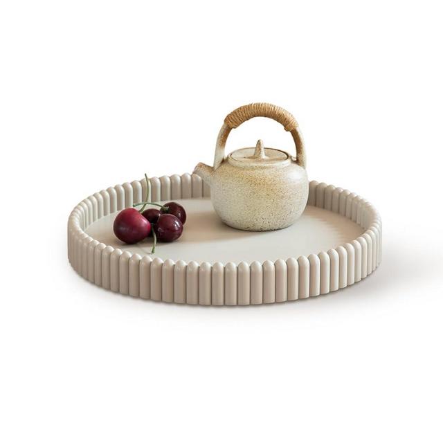 Coffee Table Tray, Home Decor Round Tray, Concrete Gray Coffee Table Decor Trays, Serving Decorative Trays for Dining Table