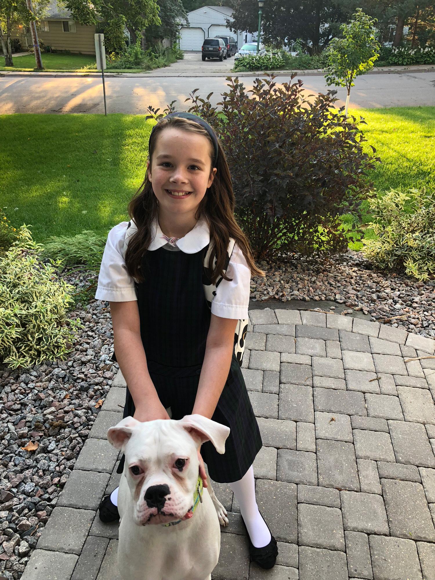 Isla and Birdie, 1st day of 3rd grade