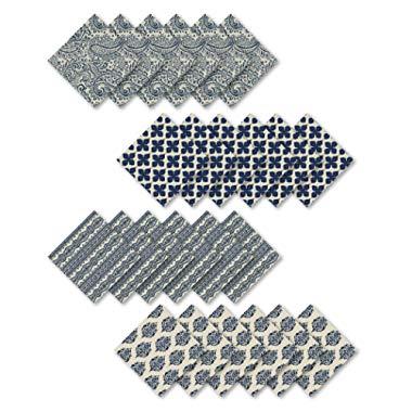 Elrene Home Fashions Everyday Casual Prints Assorted Fabric Napkins (Set of 24), Indigo