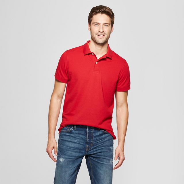 Men's Standard Fit Short Sleeve Loring Polo T-Shirt - Goodfellow & Co™ Red Velvet M