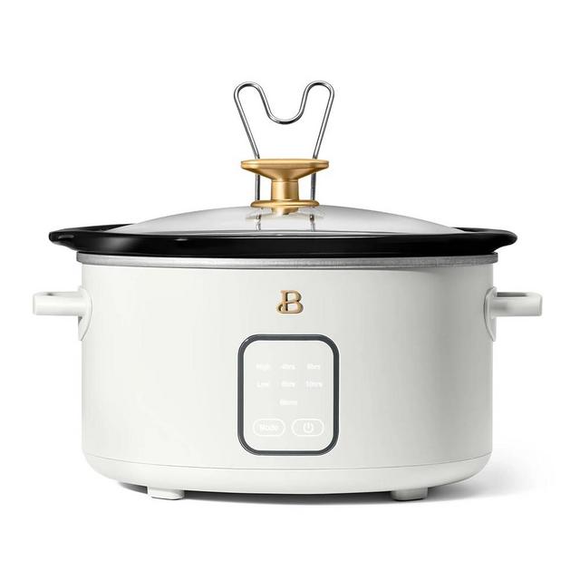 Beautiful 4QT Slow Cooker with Touch-Activated Display, 4 Preset Times, Easy Clean Stoneware by Drew Barrymore (White Icing)