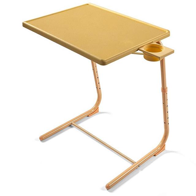 Adjustable TV Tray Table - TV Dinner Tray on Bed & Sofa, Comfortable Folding Table with 6 Height & 3 Tilt Angle Adjustments (Khaki)