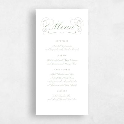 Sage, Green Wedding Menu - Ventana Letterpress