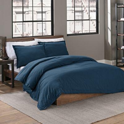 Garment Washed Solid King Duvet Cover Set in Peacock