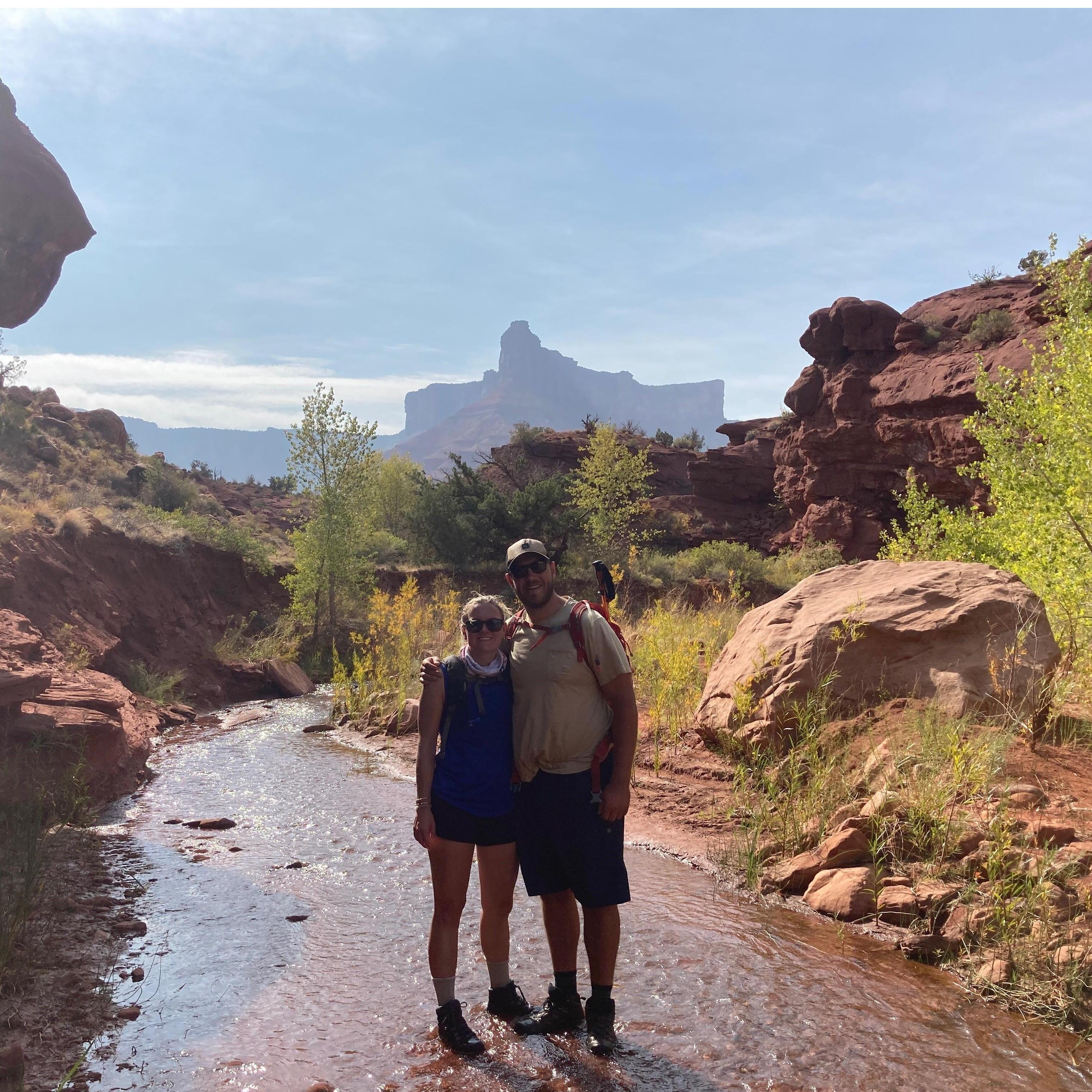 Hiking Professor Creek in Moab, Utah.
