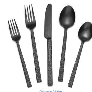 40 Pcs Black Hammered Silverware Set for 8, 18/10 Stainless Steel Heavy Duty Flatware Set, Tableware Cutlery Utensil Sets for Home Restaurant Dishwasher Safe