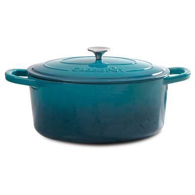 Crock-Pot - Crock Pot 7 Quart Oval Cast Iron Dutch Oven with Lid - Teal