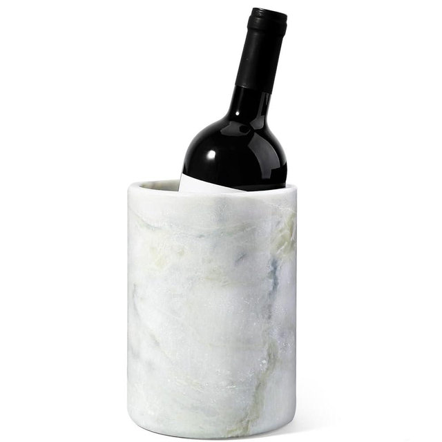 Marble Wine Bottle Chiller Bucket,Versatile Wine Chillers for Bottles, Handcrafted Wine & Champagne Cooler for Parties, Dinner - Luxury Kitchen Utensil Holder Ideal for Wine Enthusiasts, White