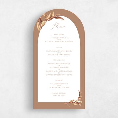 White Arch Wedding Menu - Caoba