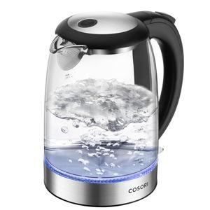 Cosori Electric Kettle, No Plastic Filter & Spout, 1.7L Tea Kettle & Hot Water Boiler For Coffee & Tea, Water Heater & Teapot, Automatic Shut Off, Borosilicate glass, Black, 1500W