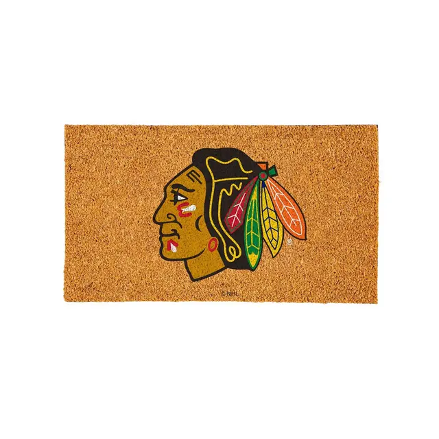 EvergreenNHLChicago Blackhawks Logo Natural Coir 28 x 16 Inches Indoor Outdoor Doormat