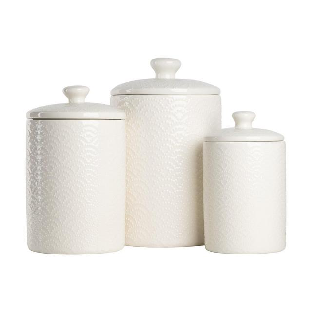 Tide Embossed 3 Piece Kitchen Canister Set