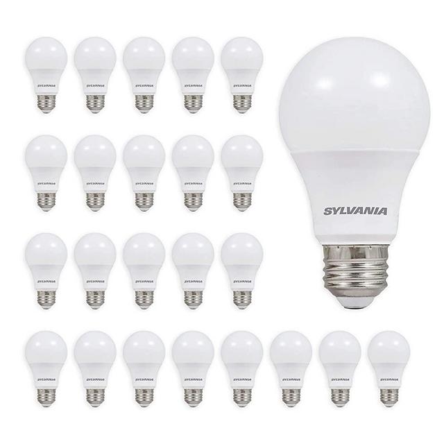 SYLVANIA LED A19 Light Bulb, 60W Equivalent, Efficient 9W, Not Dimmable, Daylight Color Temperature, 24 Pack - 7 Yr