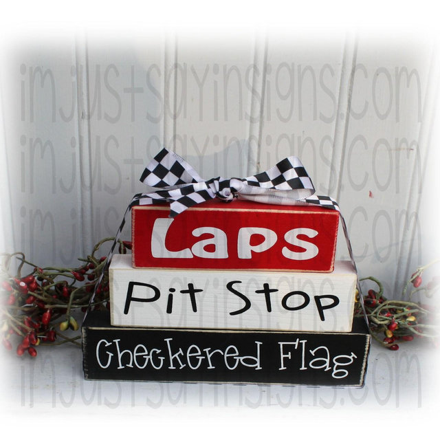 Laps, Pit Stop, Checkered Flag Race Fan Itty Bitty Stacking Blocks