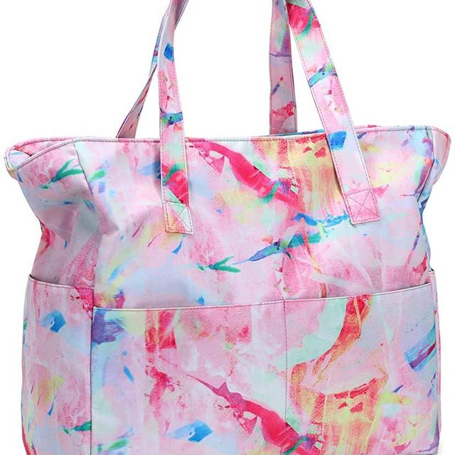 Large Beach Tote Bag Women Waterproof Sandproof Zipper Beach Tote Bag for Pool Gym Grocery Travel with Wet Pocket