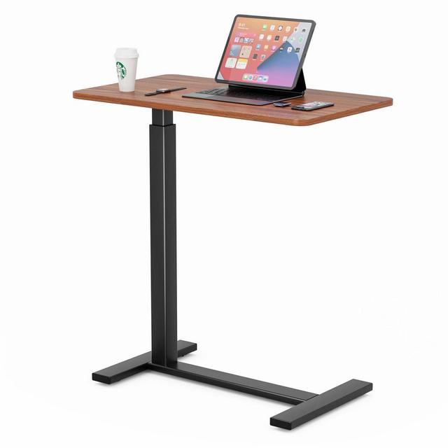 JIONJOY Hidden Wheels Adjustable Overbed Bedside Table for Versatile Use - Brown