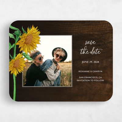 Brown Rounded Wedding Save the Date - Bonnie Landscape