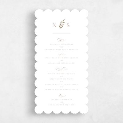 White Scalloped Wedding Menu - Kitts