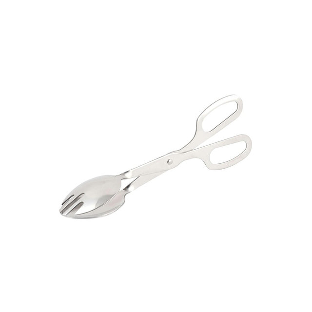Unique Bargains Metal Kitchen Stylish Convenient Food Tongs Silver Tone 1 Pc