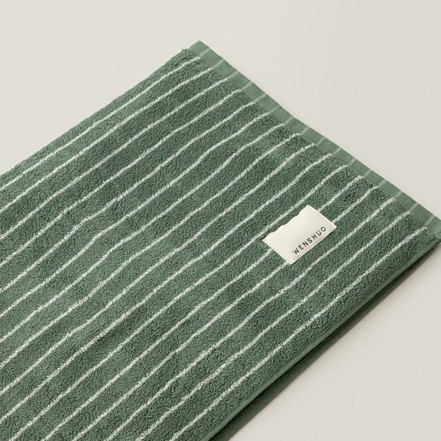 WENSHUO Frosted Pines-Striped Pure Cotton Bath Towel,100% Combed Cotton,Luxury Shower Towel,Super Absorbent(Pack of 1) (55.12" L × 27.56" W)