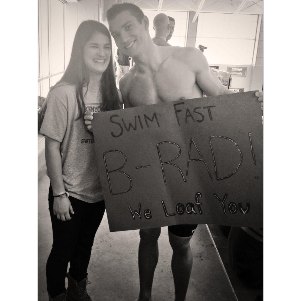 Many of our early "dates" were just Hannah watching Brad swim!