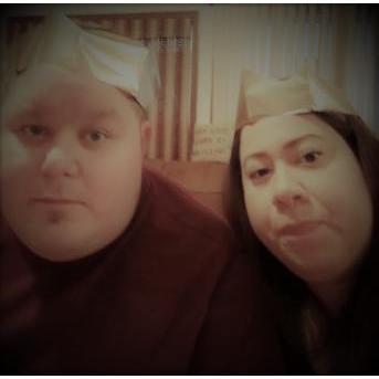 Wearing our Christmas crowns.