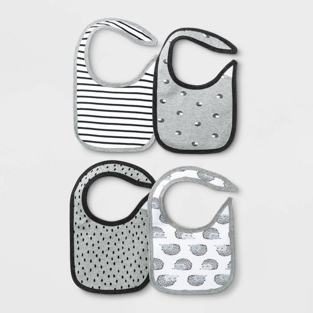 Baby 4pk Bib Set - Cloud Island™ Black/White One Size
