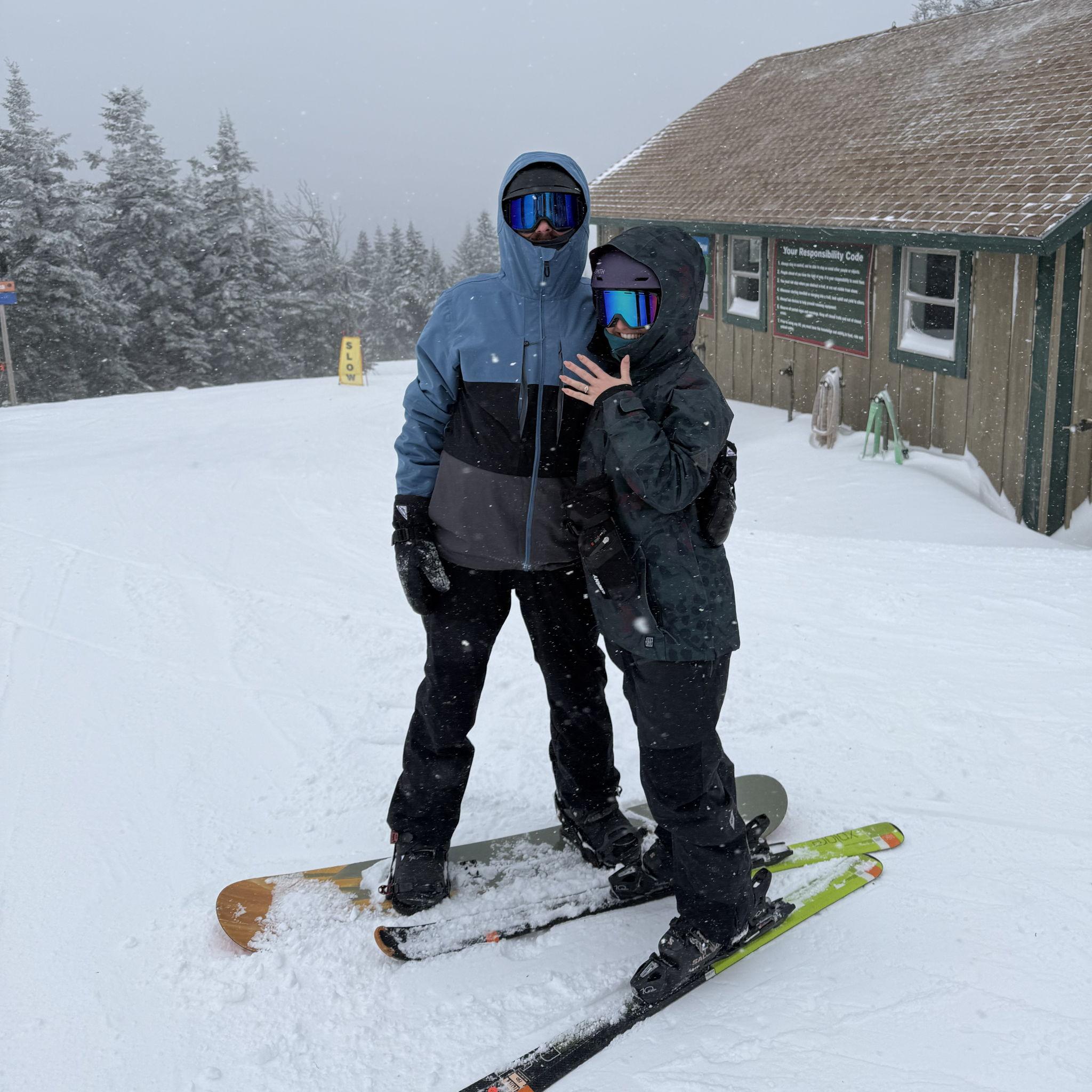 Showing off that sexy ring ๐ on the top of Mt. Snow.