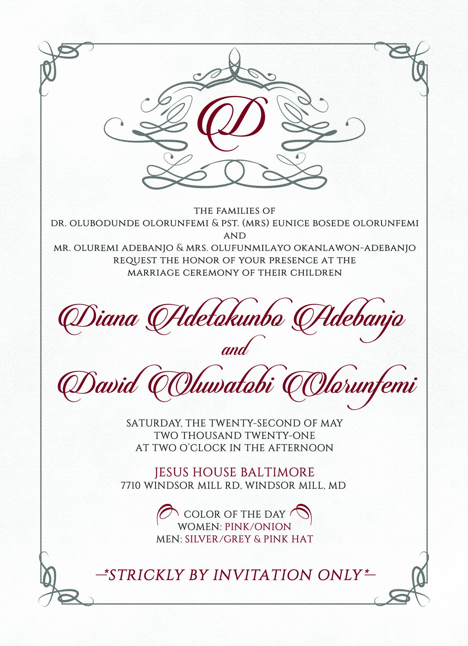 The Wedding Website of Diana Adebanjo and David Olorunfemi