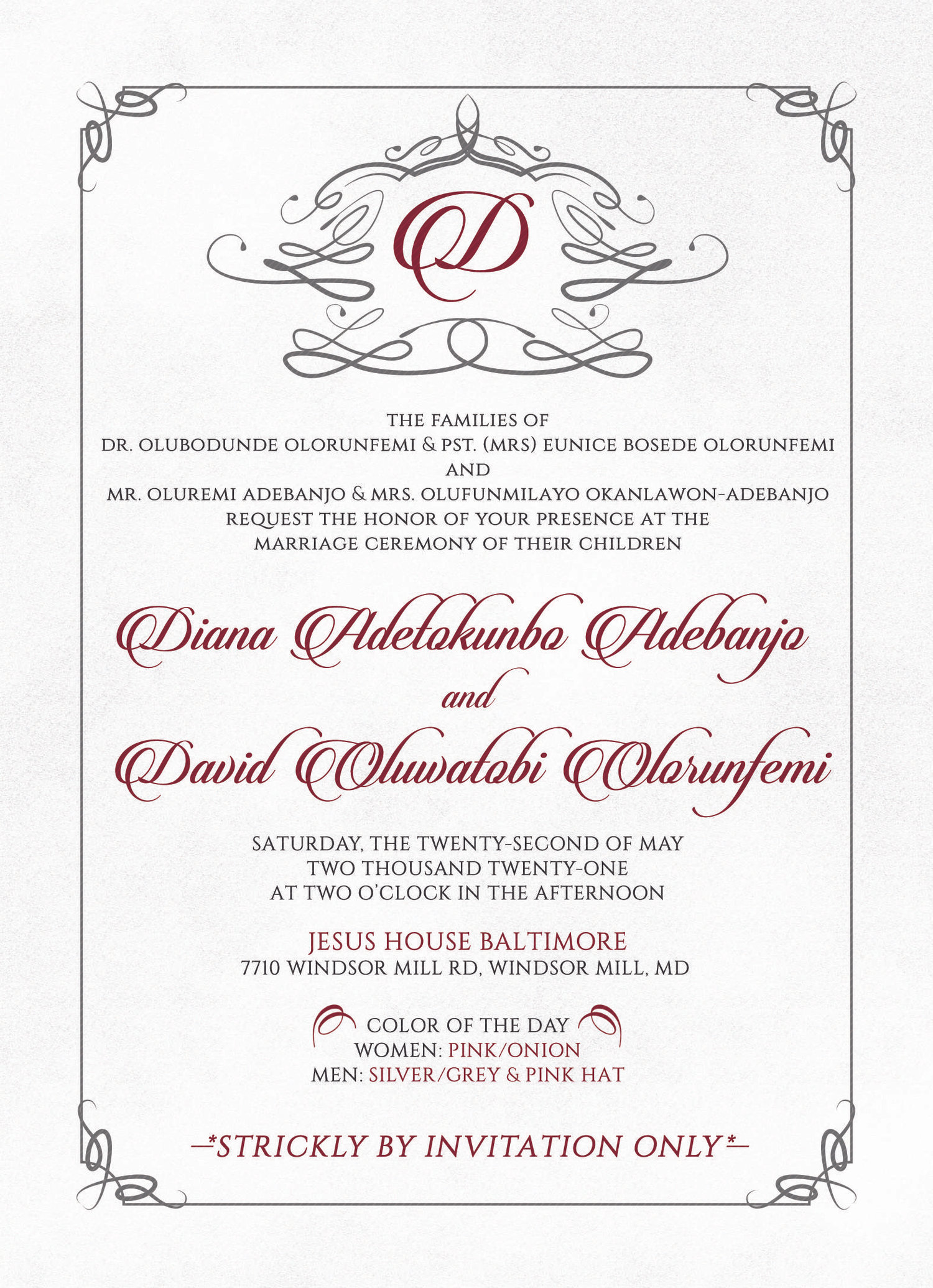 The Wedding Website of Diana Adebanjo and David Olorunfemi